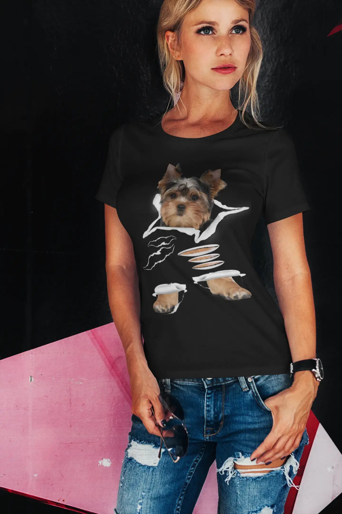 ULTRABASIC Women's Organic T-Shirt - Yorkshire Terrier - Cute Funny Dog Shirt Anti-Shrink Durable Soft