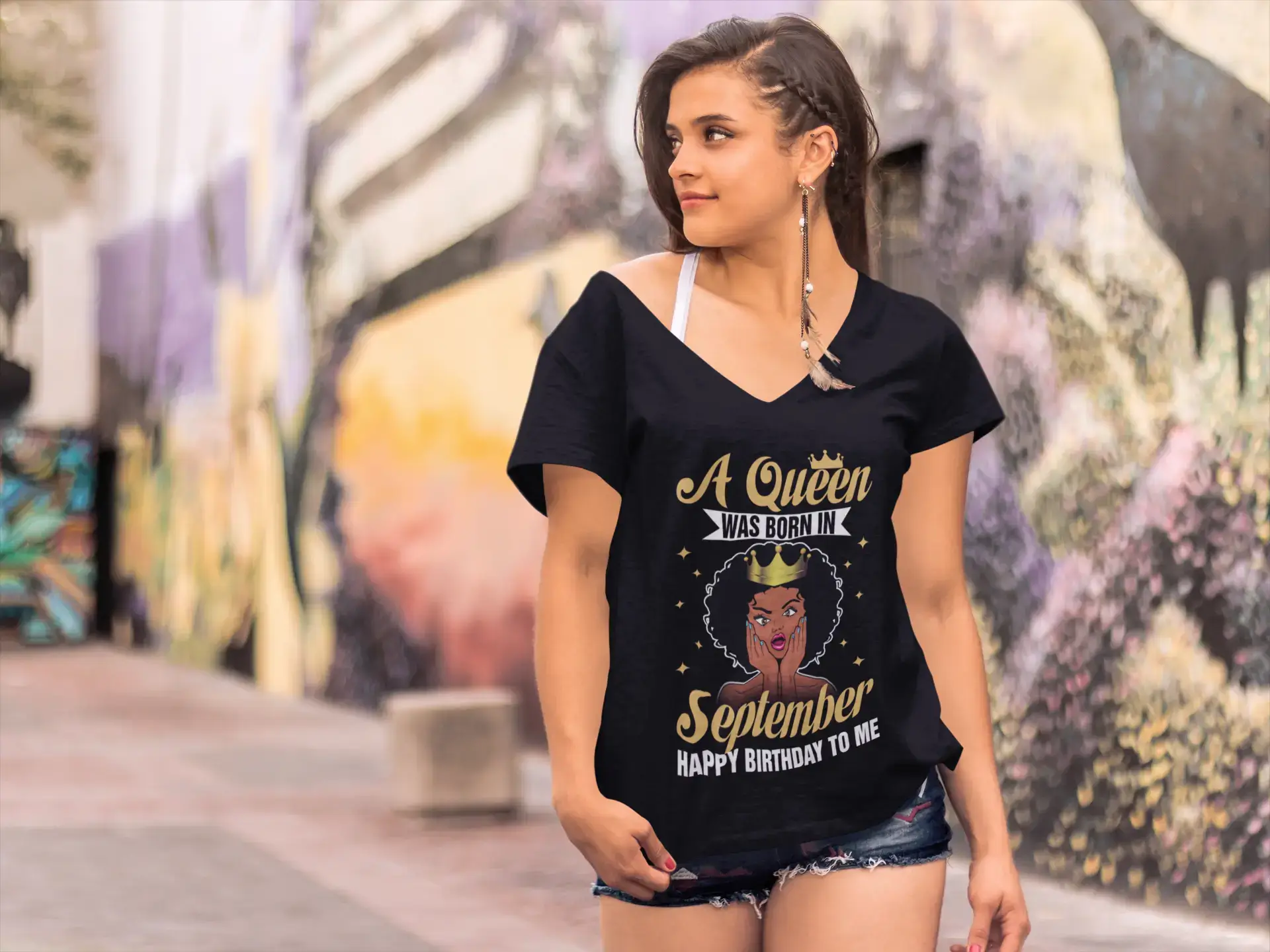 ULTRABASIC Women's T-Shirt A Queen Was Born in September - Happy Birthday Shirt for Ladies Mesh Blend Leather Blend Suede Blend ULTRABASIC Women's T-Shirt A Queen Was Born in September - Happy Birthday Shirt for Ladies Mesh Blend Leather Blend Suede Blend