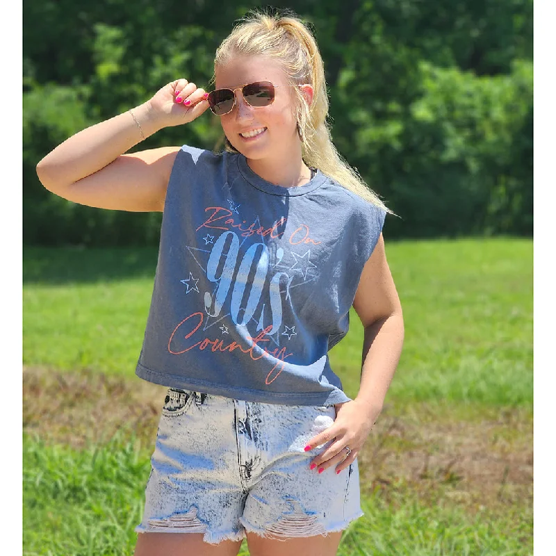 Golden Rose Women's 90's Country Muscle Tee Collared T-Shirt Boat Neck A-Line