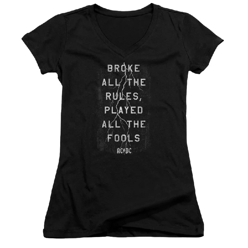 AC/DC Struck Junior's 30/1 100% Cotton Cap-Sleeve Sheer V-Neck T-Shirt Wool Fabric Cashmere Fabric Tweed Fabric AC/DC Struck Junior's 30/1 100% Cotton Cap-Sleeve Sheer V-Neck T-Shirt Wool Fabric Cashmere Fabric Tweed Fabric