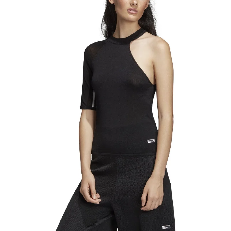 Adidas Originals Asymmetrical Womens T-Shirt Black Ribbed T-Shirt High Neck Heavyweight Adidas Originals Asymmetrical Womens T-Shirt Black Ribbed T-Shirt High Neck Heavyweight