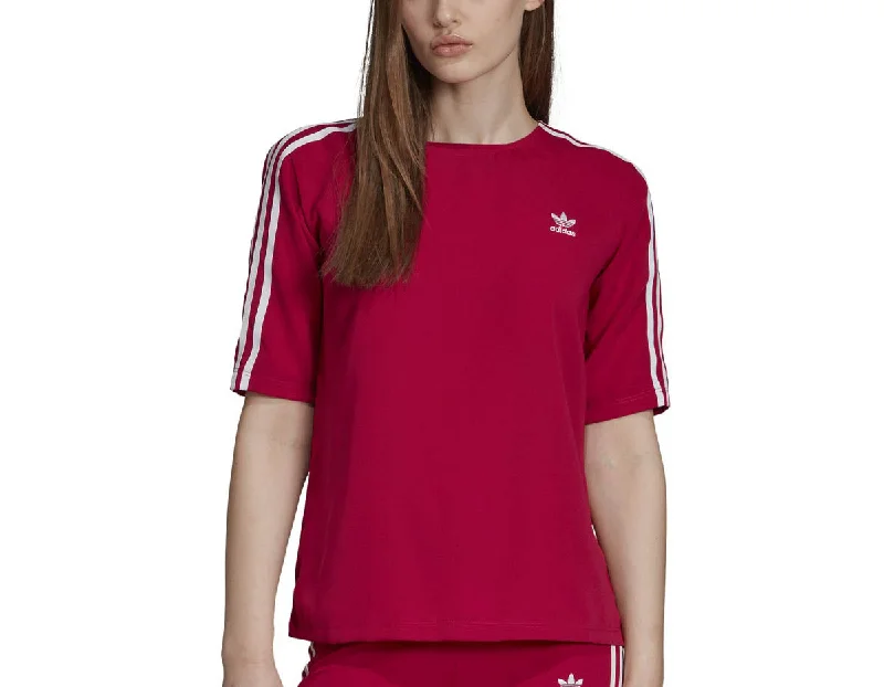 Adidas Women's Originals 3-Stripes T-shirt Pride Pink Faux Fur Fabric Real Fur Fabric Shearling Fabric Adidas Women's Originals 3-Stripes T-shirt Pride Pink Faux Fur Fabric Real Fur Fabric Shearling Fabric