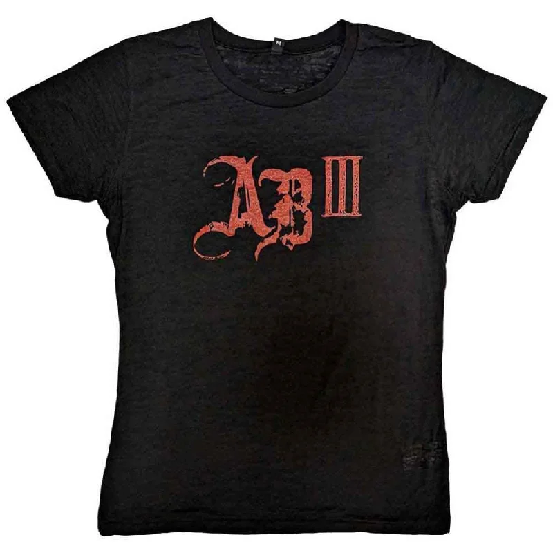 Alter Bridge AB III Red Logo Ladies T-Shirt Rayon Velvet Corduroy