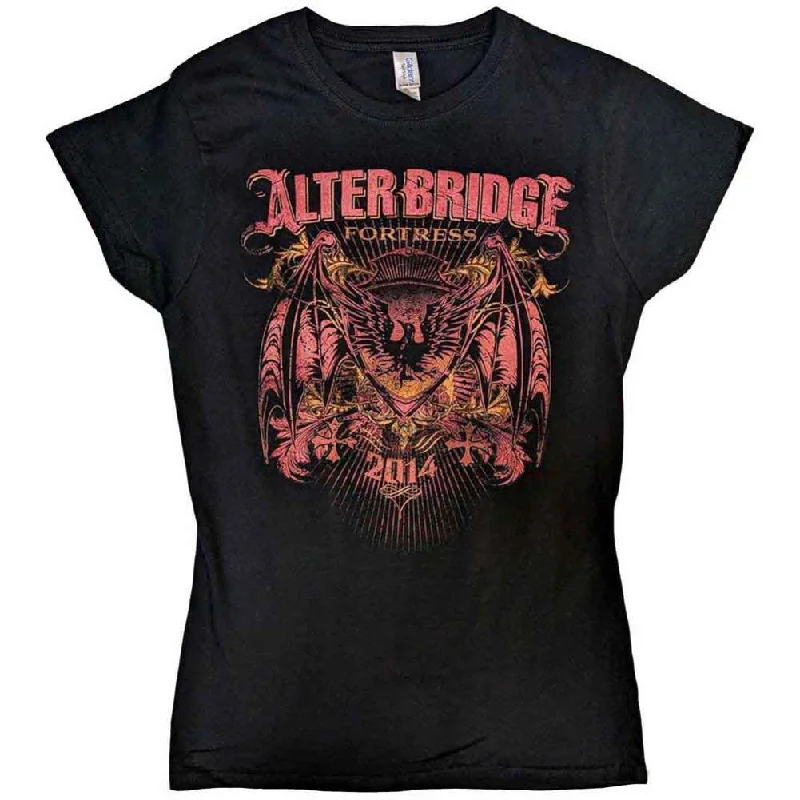 Alter Bridge Fortress Batwing Eagle Ladies T-Shirt Solid Print Embellished