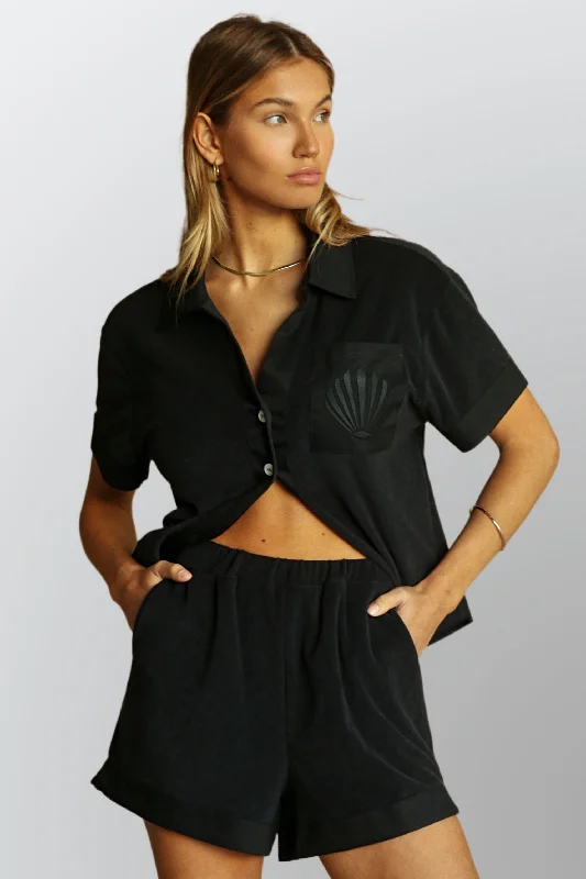 ARAMINTA JAMES Womens Terry Riviera Shirt Set - Noir Anti-Pilling Machine Wash Handmade ARAMINTA JAMES Womens Terry Riviera Shirt Set - Noir Anti-Pilling Machine Wash Handmade