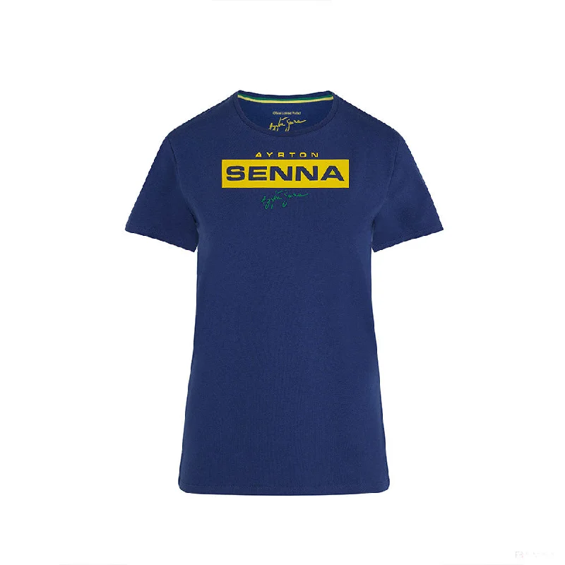 Ayrton Senna Womens T-shirt, Logo, Blue, 2021 Jersey Fabric Tulle Fabric Batik Fabric Ayrton Senna Womens T-shirt, Logo, Blue, 2021 Jersey Fabric Tulle Fabric Batik Fabric