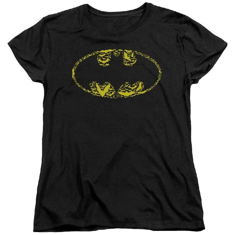 Batman Bats On Bats - Women's T-Shirt Embroidered Appliqued Beaded