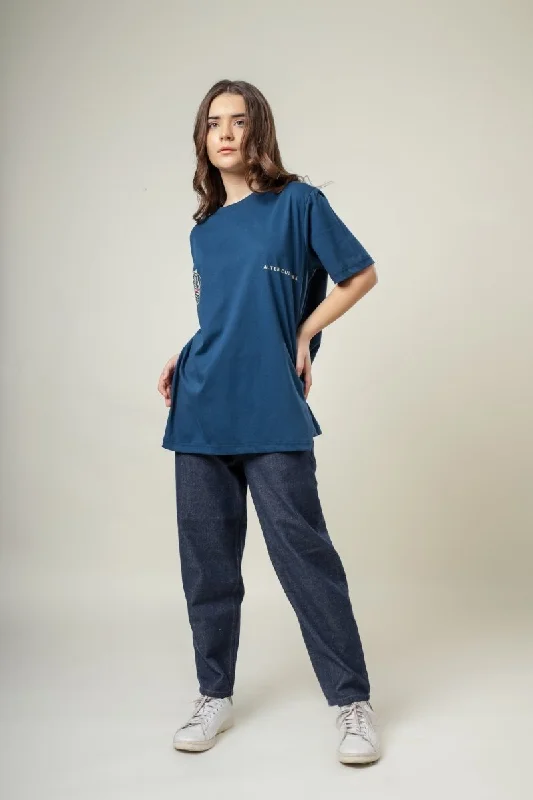 Blue Alter Culture Organic Cotton T-Shirt Fitted T-Shirt Seamless Stretchy