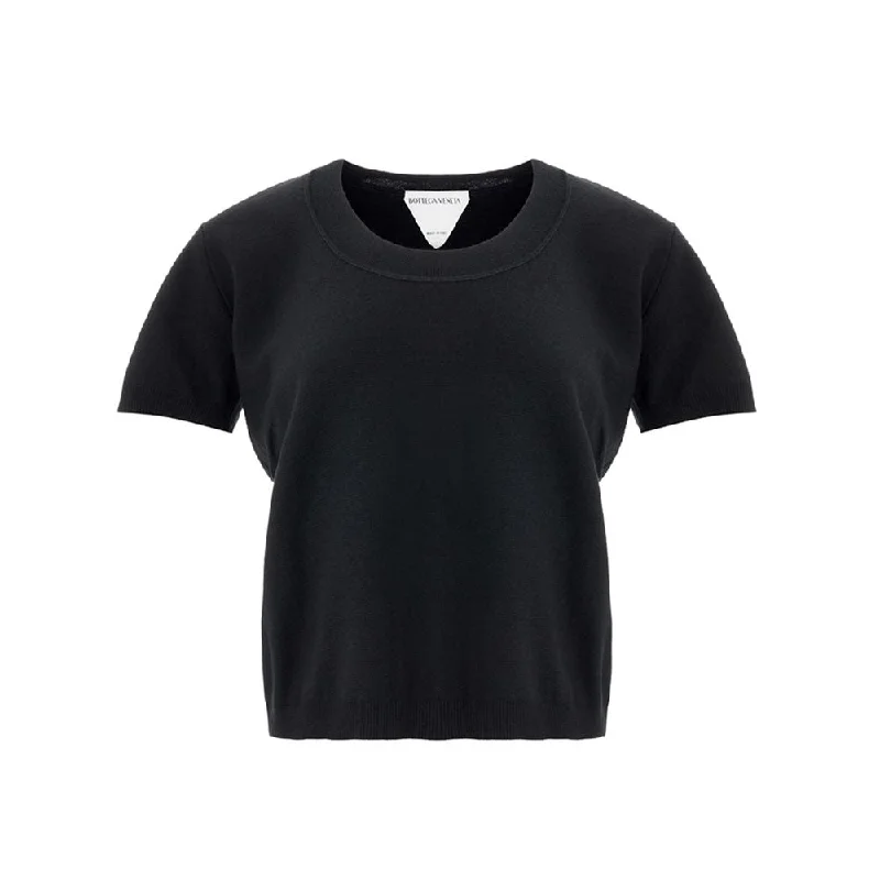 Bottega Veneta Black Cashmere Tops & T-Shirt Ribbed T-Shirt High Neck Heavyweight