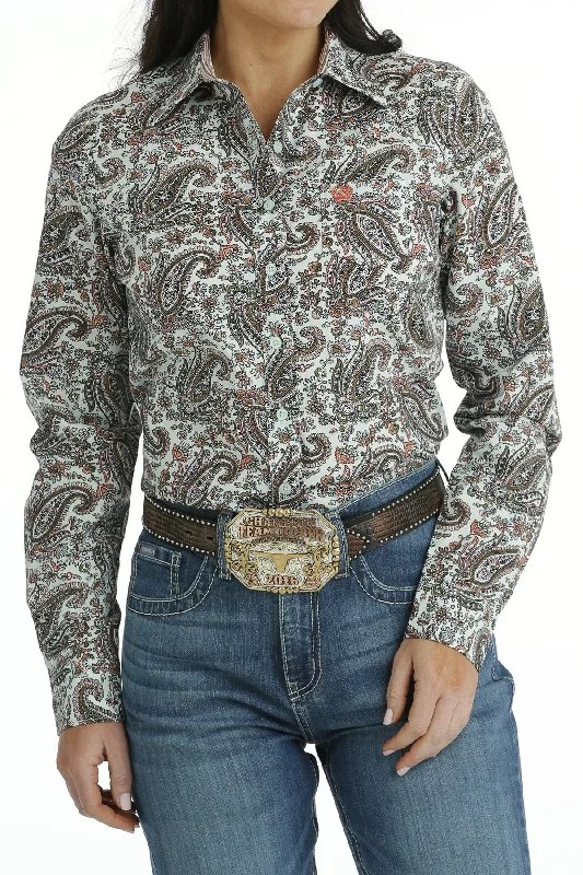 Cinch Ladies Button Down Western L/S Shirt - Light Blue Paisley - MSW9164218 Striped Floral Plaid Cinch Ladies Button Down Western L/S Shirt - Light Blue Paisley - MSW9164218 Striped Floral Plaid
