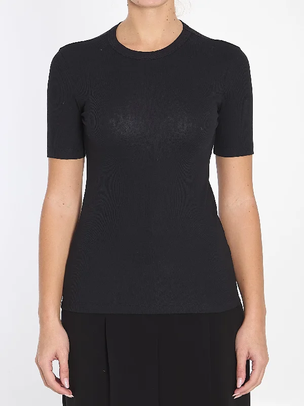 Classic Ribbed T-shirt Cashmere Blend Cotton Blend Poly Blend