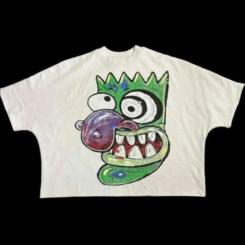 Courage Eustace Mask T-Shirts - Oversized Graphic Tees Wool Fabric Cashmere Fabric Tweed Fabric