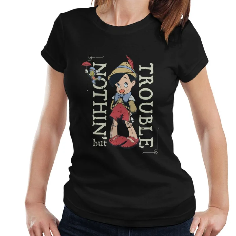 Disney Pinocchio Nothing But Trouble Women's T-Shirt Wool Fabric Cashmere Fabric Tweed Fabric