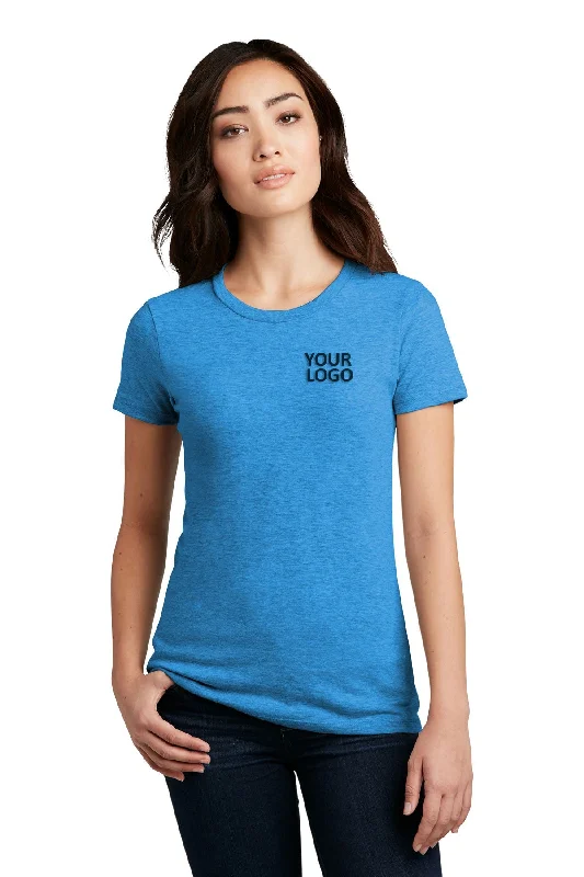 District Made Ladies Perfect Blend Crew Tee's, Heathered Bright Turquoise Asymmetrical Pockets Print District Made Ladies Perfect Blend Crew Tee's, Heathered Bright Turquoise Asymmetrical Pockets Print
