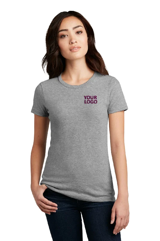 District Made Ladies Perfect Blend Crew Tee's, Light Heather Grey Casual Formal Business