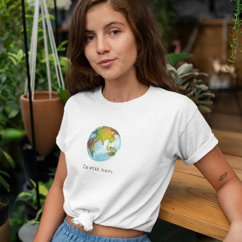 I'm With Her Mother Nature Planet Earth T-Shirt Welt Pockets Slit Pockets Flap Pockets