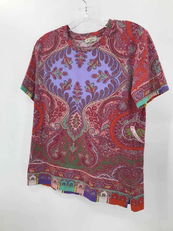 Pre-Owned Etro Purple Size 48 T-shirt Basic T-Shirt Crew Neck Short Sleeve