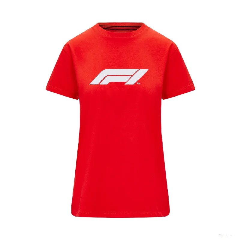 F1 Womens Logo Tee, Red Denim Fabric Leather Fabric Suede Fabric