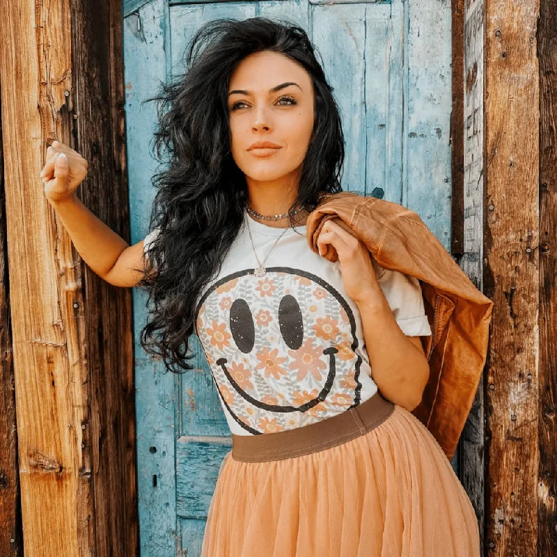 Floral Smiley Tee Lace Blend Ribbed Blend Corduroy Blend