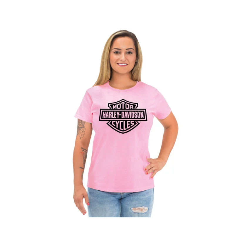 Gasoline Alley Harley-Davidson® Womens Bar & Shield Dealer Tee - Pink Casual Formal Business Gasoline Alley Harley-Davidson® Womens Bar & Shield Dealer Tee - Pink Casual Formal Business