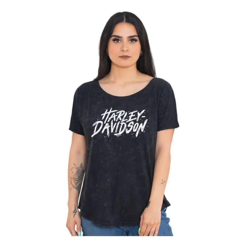 Gasoline Alley Harley-Davidson® Women's Dealer Tee - Paint Texture Collared Crew Neck Turtle Neck