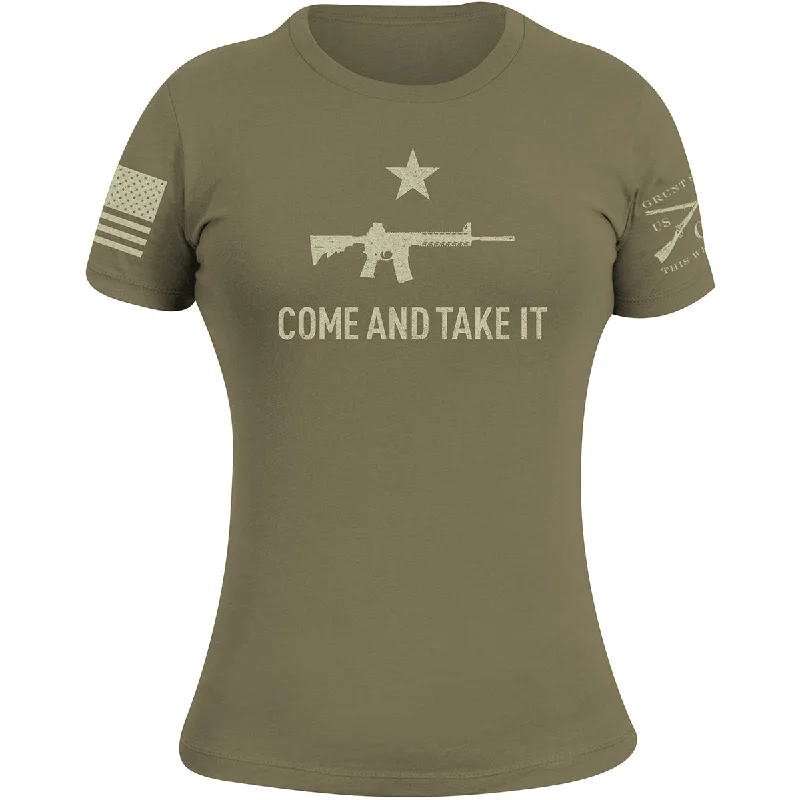 Grunt Style Women's Come And Take It 2A Edition T-Shirt - Military Green Nylon Fabric Polyester Fabric Spandex Fabric