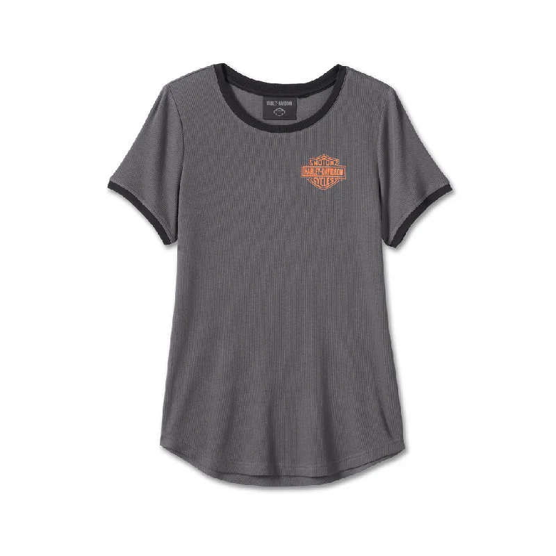 HARLEY-DAVIDSON® WOMEN'S SCREAMIN' EAGLE® RINGER TEE // 96116-24VW Notch Collar Peter Pan Collar Cowl Neck HARLEY-DAVIDSON® WOMEN'S SCREAMIN' EAGLE® RINGER TEE // 96116-24VW Notch Collar Peter Pan Collar Cowl Neck