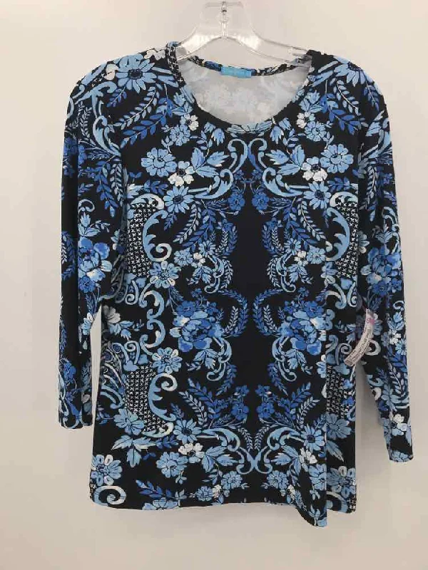 Pre-Owned J Mclaughlin Black Size Large Long Sleeve T-shirt Sequined Glittery Shiny