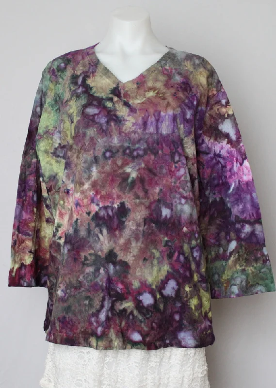 Ladies 3 quarter sleeve shirt size XL - Kimmy's Purple crinkle Hooded Caped Shawl Collar Ladies 3 quarter sleeve shirt size XL - Kimmy's Purple crinkle Hooded Caped Shawl Collar