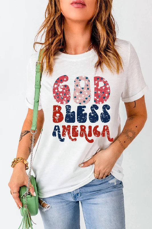 Gos Bless America Retro Ladies T-Shirt Houndstooth Herringbone Solid