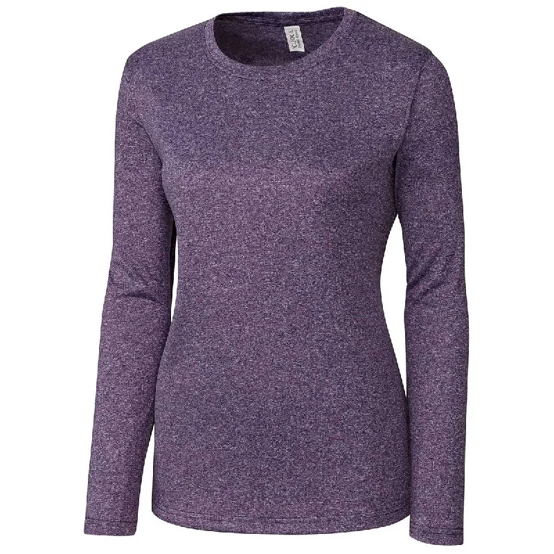 Clique Women's College Purple Heather Charge Active Tee Long Sleeve Oversized T-Shirt Spandex breathable Clique Women's College Purple Heather Charge Active Tee Long Sleeve Oversized T-Shirt Spandex breathable