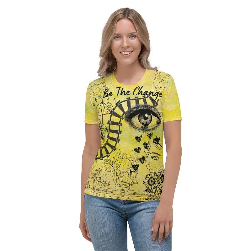 Be the Change Women's T-shirt, lioness-love Graphic T-Shirt Round Neck Polyester