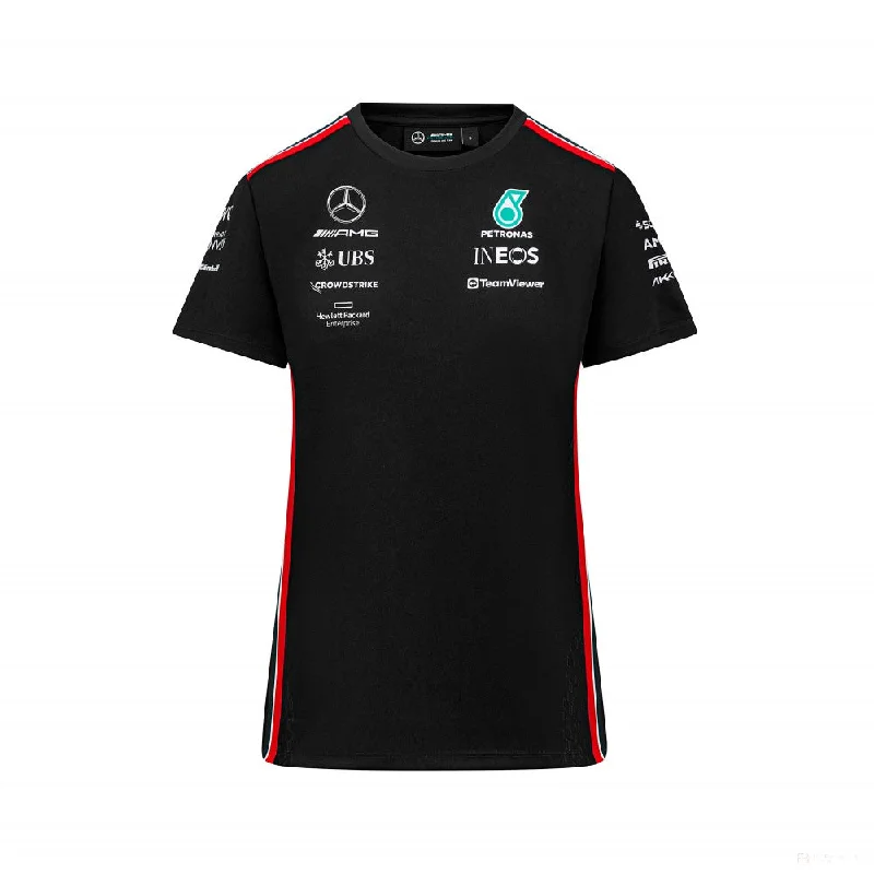 Mercedes Team Womens Driver Tee, Black, 2023 Fitted T-Shirt Seamless Stretchy