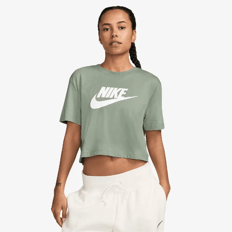 NIKE | WMN'S ESSENTIAL SPORTSWEAR CROPPED T-SHIRT{ JADE HORIZON/WHITE Mesh Fabric Canvas Fabric Denim Fabric