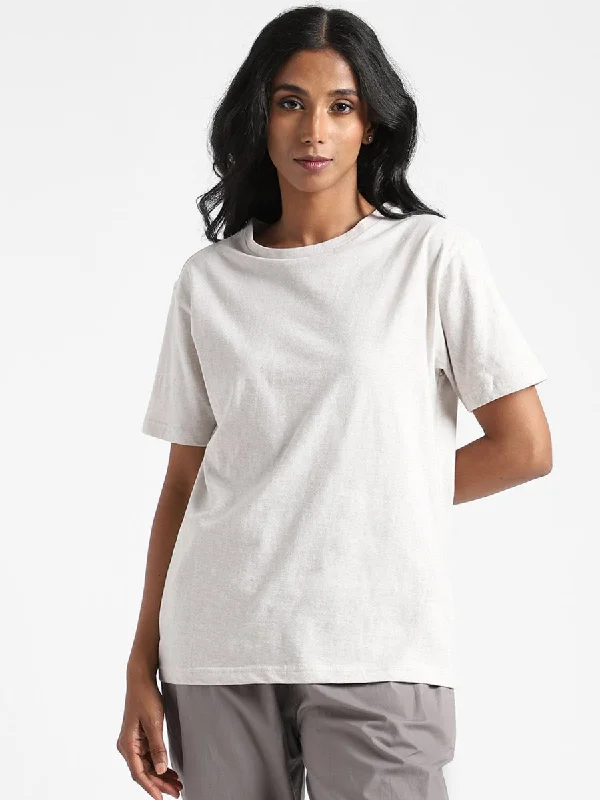 Grey Melange T-shirt - Organic Cotton & Naturally Fiber Dyed Zippered Front Buttoned Front Snap Front