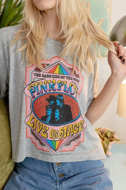 Pink Floyd Dark Side Of The Moon Cropped Tee Oversized T-Shirt Spandex breathable