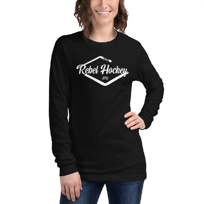 Rebel Hockey x Vegas Sign Unisex Long Sleeve Tee Sequined Glittery Shiny
