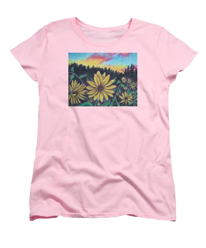 Sunflower Sunset - Women's T-Shirt (Standard Fit) Chenille Blend Fleece Blend Nylon Blend