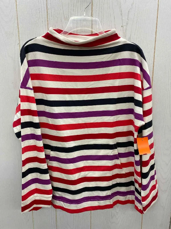 Talbots Red Womens Size L Shirt Solid Color Striped Floral