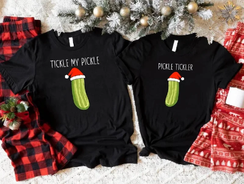Tickle My Pickle Pickle Tickler Funny Couple Christmas Shirt Notch Collar Peter Pan Collar Cowl Neck Tickle My Pickle Pickle Tickler Funny Couple Christmas Shirt Notch Collar Peter Pan Collar Cowl Neck