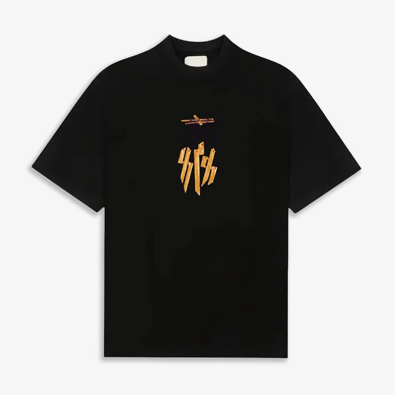 F A R A K | UNGLIYON PAR NACHANA T-SHIRT { BLACK/BLACK Denim Fabric Leather Fabric Suede Fabric F A R A K | UNGLIYON PAR NACHANA T-SHIRT { BLACK/BLACK Denim Fabric Leather Fabric Suede Fabric