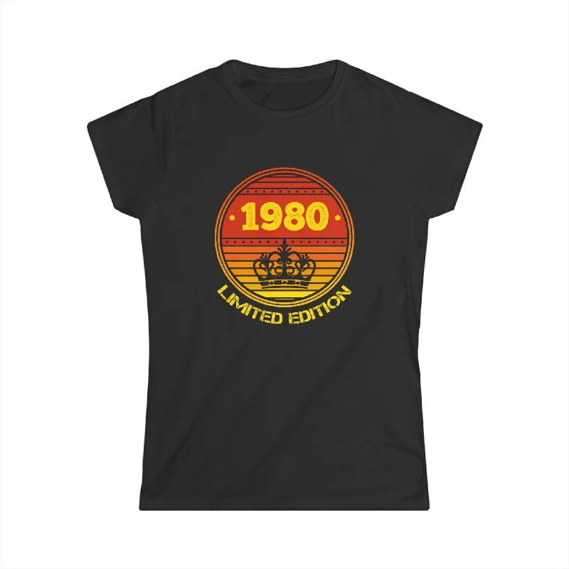 Vintage 1980 TShirt Women Limited Edition BDay 1980 Birthday Womens T Shirts Zippered Buttoned Snapped