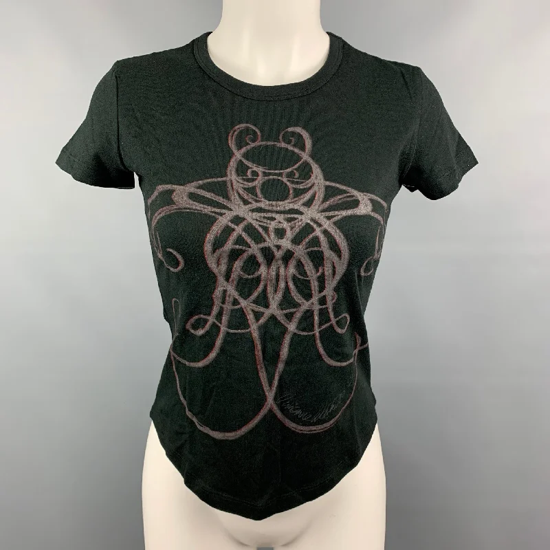 VIVIENNE WESTWOOD RED LABEL Size S Black & Grey Graphic Print Cotton T-Shirt Anti-Shrink Durable Soft VIVIENNE WESTWOOD RED LABEL Size S Black & Grey Graphic Print Cotton T-Shirt Anti-Shrink Durable Soft