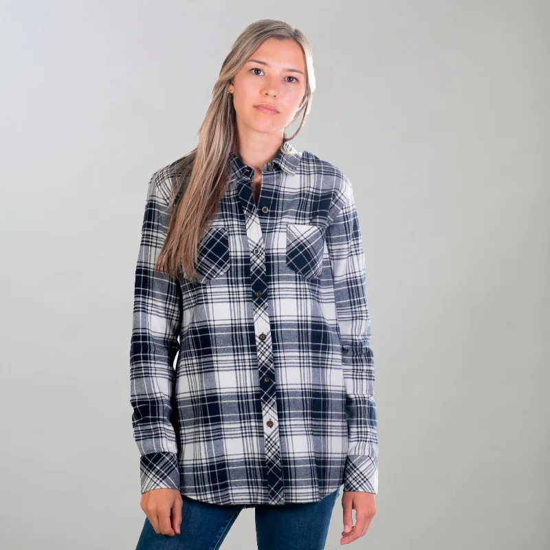 Women's Every Day Flannel Shirt- Butte Blue Basic T-Shirt Crew Neck Short Sleeve