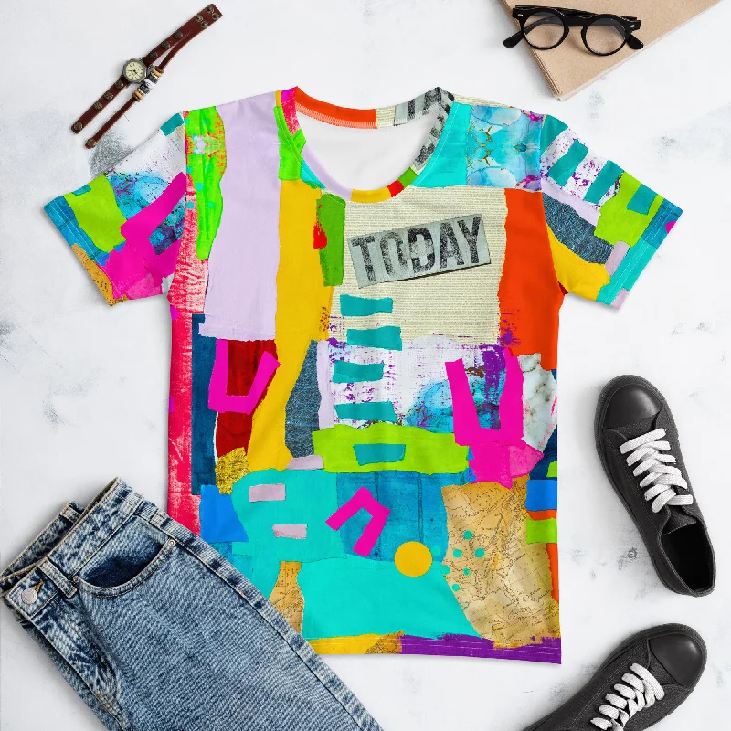 Women's T-shirt "Symphony of Colors - 1" Welt Pockets Slit Pockets