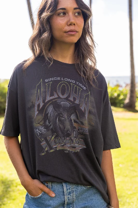 W's Supah Nu Boar Boyfriend Tee V-Neck T-Shirt Long Sleeve Cotton