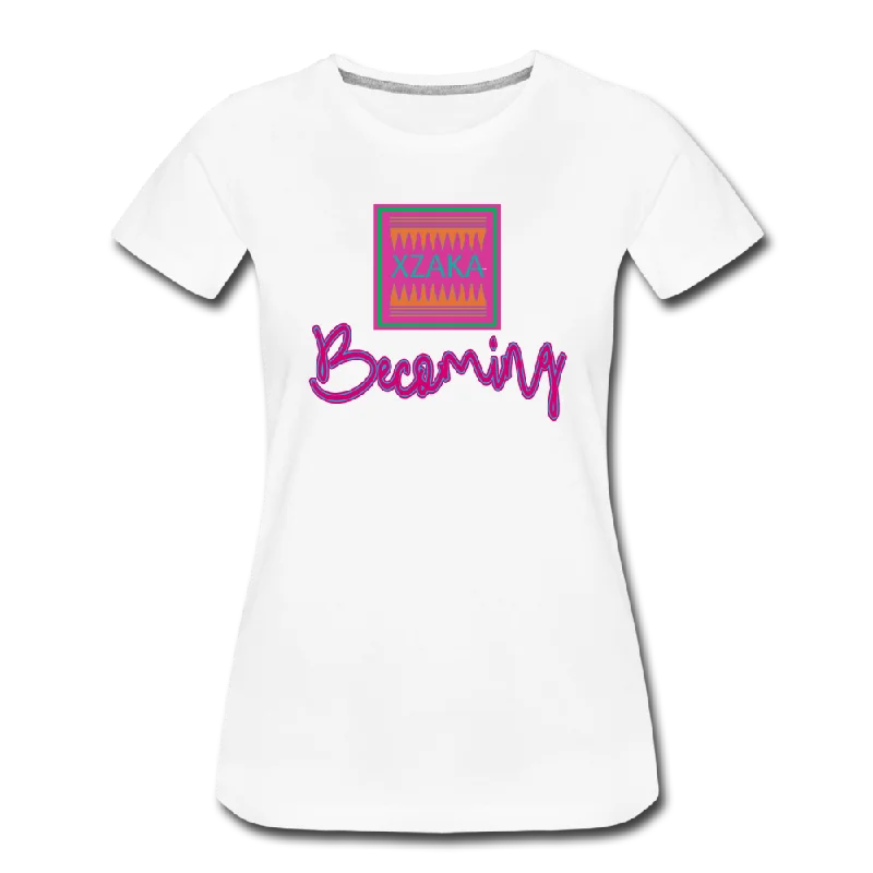 XZAKA Women "Becoming" T-Shirt Elegant Classic Vintage