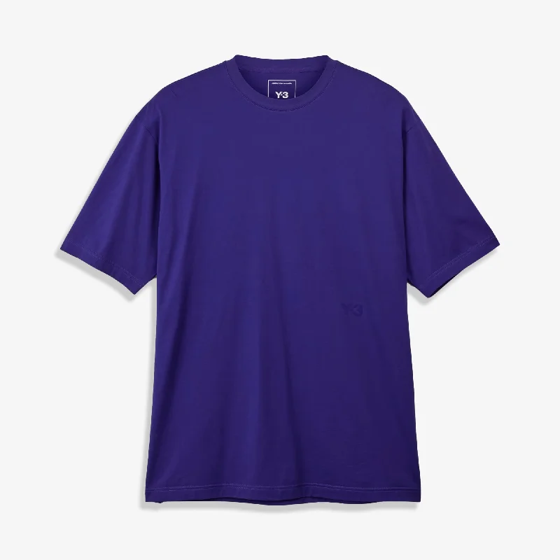 Y-3 | BOXY SHORT SLEEVE TEE { COLLEGIATE PURPLE Chenille Fabric Brocade Fabric Lace Fabric